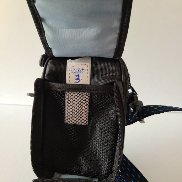 SAMSONITE JOURNEY 4 POCKET MEDIUM CAMERA PHOTO BAG BLUE/BLACK ADJUSTABLE. STRAP - Picture 7 of 13